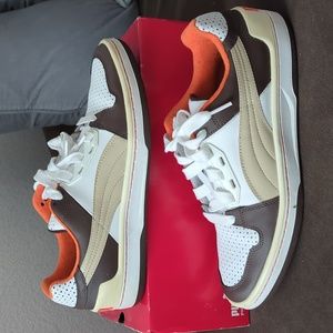 Men's Puma 347520 10Unlimited Lo EVO White-Chocolate Brown-Safari  size 11